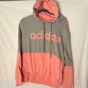 Adidas Men's Gray and Pink Hoodie